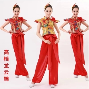 中国民族风男女舞蹈演出舞台表演服装现代蓬蓬合唱秧歌短裙打鼓服