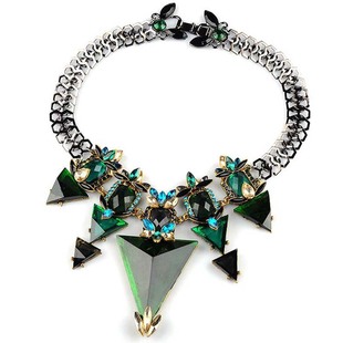N00201欧美大牌新款饰品 三角几何水晶立体质感项链 女 货源