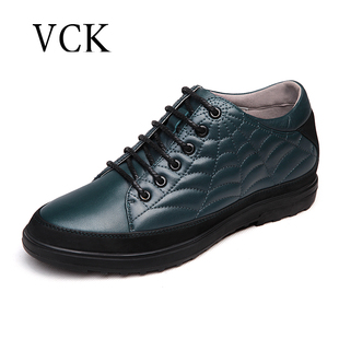 V&C&K韩版男士隐形舒适轻便内增高鞋男真皮休闲皮鞋增高男鞋子