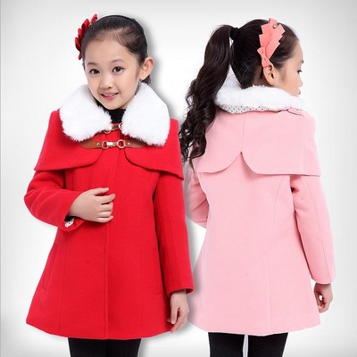 童装2015秋冬季新款韩国韩版儿童呢子大衣加厚中长款女童毛呢外套