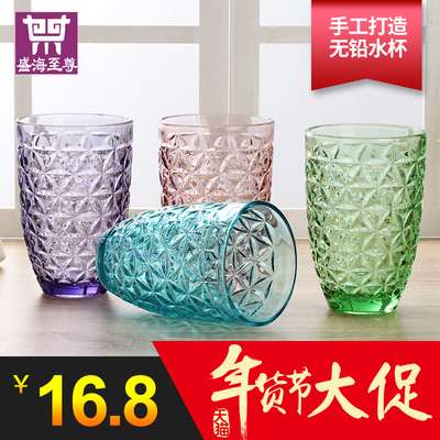 时尚手工创意水杯杯子健康可爱牛奶杯情侣杯高档礼品彩色玻璃杯