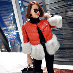 2015冬装新款女装短款棉衣女仿皮草外套羽绒棉袄韩国女棉服面包服