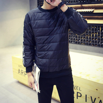 日韩风格15年秋冬新上市空气棉套头男款卫衣街头时尚潮流韩版修身
