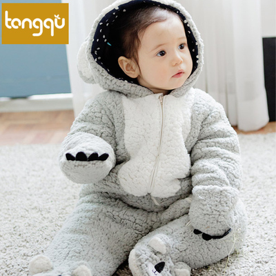 婴幼儿爬服0-1-2岁男童装婴儿冬装6个月女宝宝衣服动物连体衣加厚