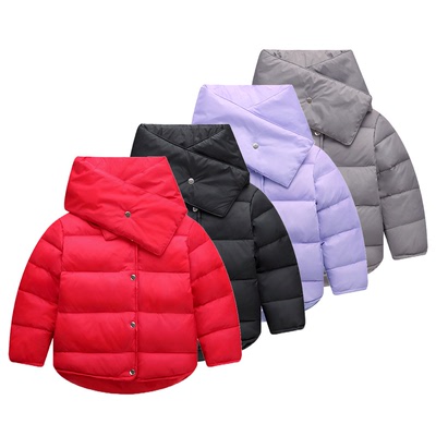 童装2016冬季新款儿童羽绒服正品男童中童小童韩版短款围巾领外套