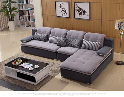 L型布艺沙发百变组合 现代客厅简约创意沙发 带贵妃小户型可拆洗
