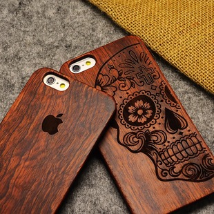 iphone6实木手机壳 苹果5S木质雕刻保护壳 6plus原木贴PC个性外壳