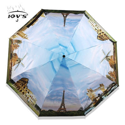2015黑胶遮阳伞防晒防紫外线太阳伞折叠自动伞油画晴雨伞创意伞