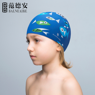 范德安防水硅胶儿童泳帽 女童长发防晒护耳训练游泳帽男女童通用