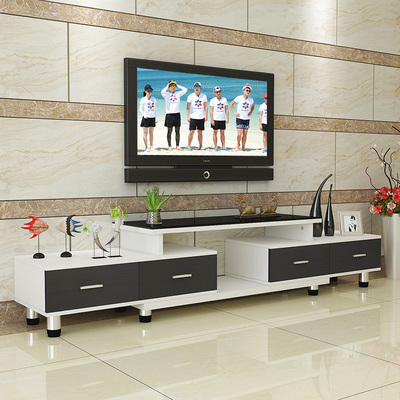 雅耐钢化玻璃伸缩电视柜茶几组合简约现代欧式小户型客厅电视机柜