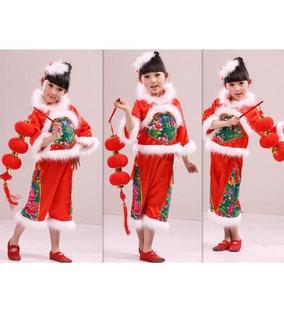儿童汉族舞蹈服装女童民族舞演出服幼儿舞台表演服装少儿秧歌舞服
