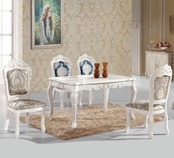 欧式餐桌椅组合古典象牙白长方形实木烤漆饭桌子小户型餐桌