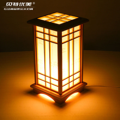 日式落地灯榻榻米台灯简约创意木艺落地灯和室立式地灯实木灯具