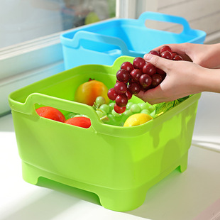 创意移动水槽 蔬菜水果收纳篮 塑料沥水洗菜盆 厨房小工具708g