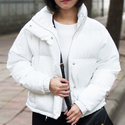 2015冬季新款S码女装小矮个子外套短款韩版立领纯色轻薄棉衣棉服