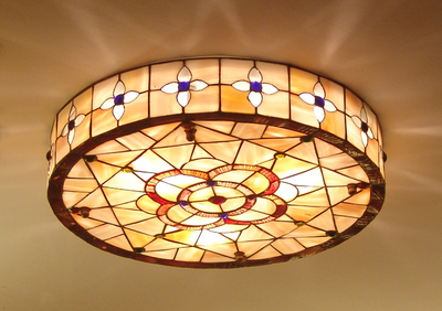 欧式蒂凡尼led吸顶灯 创意地中海天然贝壳灯 田园卧室客厅书房灯