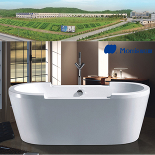 促销1.5-1.8米独立式双人浴缸 椭圆形亚克力浴缸带双头枕浴盆7030