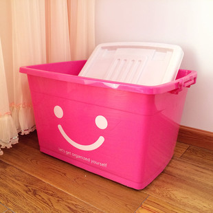 有盖带滑轮塑料整理箱 储物收纳箱储存箱加厚衣服卫浴杂物收纳盒