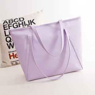 浅紫色新款潮女包欧美韩版时尚休闲百搭大包手提单肩包女士包包邮