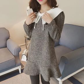 2015冬装新款女装韩版卫衣裙子中长款长袖套头宽松加厚懒人连衣裙