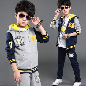 男童装秋装2016新款韩版儿童运动套装中大童卫衣三件套小男孩衣服