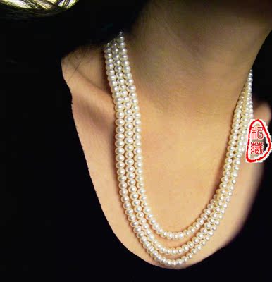 天然淡水珍珠项链三条多层 6-7mm 送妈妈 女神