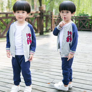 2016春装新款男童套装韩版潮儿童休闲卫衣套装棒球服小童宝宝童装