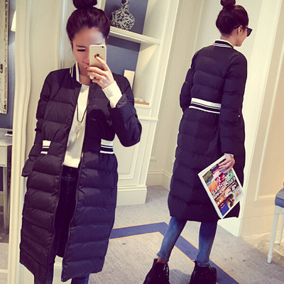 2015新款冬装韩国羽绒棉服修身棒球棉衣大码加厚中长款女棉袄外套