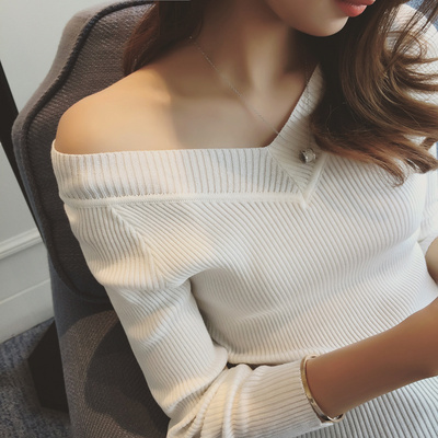 秋装新款2015韩版前后V领修身显瘦套头打底针织衫女毛衣