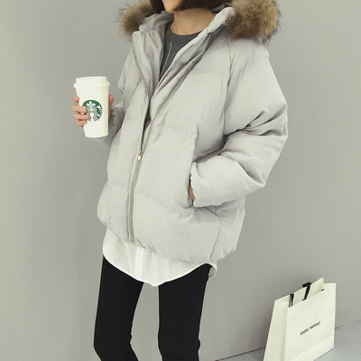 2015冬装新款韩版学生棉衣毛领拉链短款棉服面包服宽松棉袄外套女
