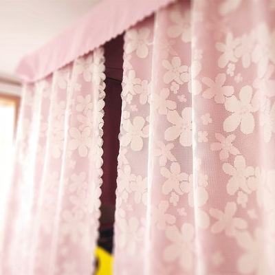 大学生寝室上铺上下铺纯色双面亚光物理遮光布宿舍床帘粉色纱帘