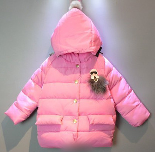 2015韩版棉服童装女宝宝冬季新款时尚纯色手塞羽绒棉连帽长袖棉衣
