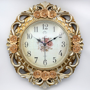 现代简欧式钟表创意石英钟豪华客厅卧室静音时钟复古艺术田园挂钟