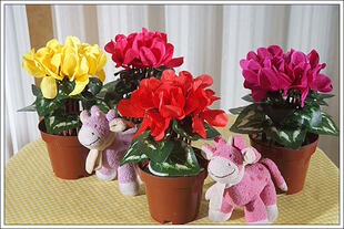 仿真仙客来绿植客厅植物装饰假花盆栽盆景特价塑料花绢花带盆花卉
