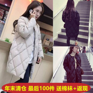 韩国2015冬装新款韩版女款棉服女中长款棉袄修身显瘦加厚棉衣外套