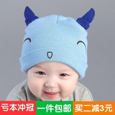 新款儿童卡通针织胎帽春秋冬婴儿毛线帽套头帽可爱时尚宝宝保暖帽
