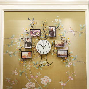 恋妆创意挂钟客厅现代简约时钟大号个性相框挂表卧室超静音石英钟