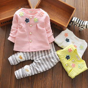 2015新款女宝宝秋装潮 韩版女童长袖套装婴幼儿童装衣服0-1-2-3岁