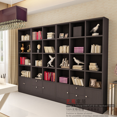书架简约组合书柜带门简易书橱单个展示柜置物架宜家收纳柜置物架