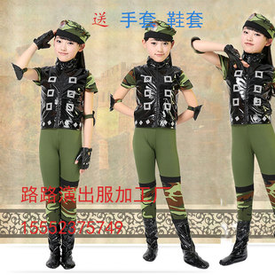 新款小荷风采六一兵娃娃表演服装迷彩军装儿童幼儿舞蹈演出服装