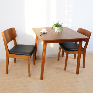 日式实木家具正方形餐桌椅组合北欧简约胡桃木色水曲柳实木餐桌