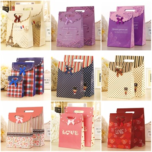 韩版复古卡通高档礼品袋 手提袋喜糖袋 情人节日礼物袋包装袋纸袋