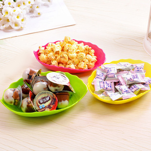创意糖果色树叶果盘零食干果多功能塑料果盘居家用品特惠 43g