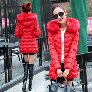 冬季新款2015韩国中长款棉衣女修身显瘦加厚羽绒棉服冬装棉袄外套