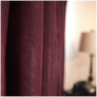 欧式纯色物理全遮光卧室窗帘布料 酒红卡其色客厅定制成品窗帘布