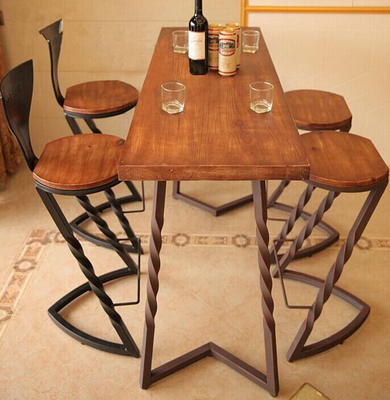 北欧式宜家实木餐桌复古铁艺美式乡村办公桌简约小户型餐桌椅组合