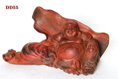 老挝大红酸枝木老根雕布袋桃弥勒佛像工艺品木雕赏木阁红木DD55