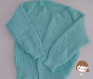新款纯手工编织 初生婴幼儿 开衫棉纱毛衣套装 适合0-3岁男女宝宝