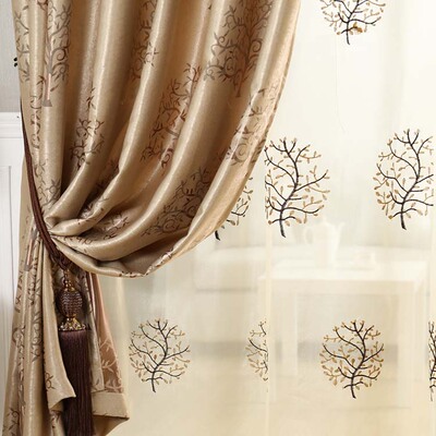 定制窗帘成品全遮光客厅卧室现代中式提花窗帘布料高档加厚飘窗纱