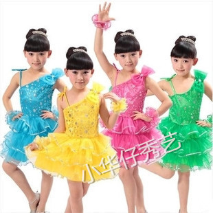 新年儿童公主裙演出服装女童现代舞纱裙蓬蓬裙表演服拉丁舞舞蹈裙